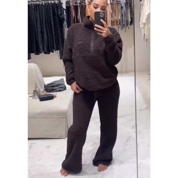 Skims Pull On Fleece Sherpa Teddy Jogger Pants Brown Cozy Loungewear 4X/5X NWT - Picture 13 of 13